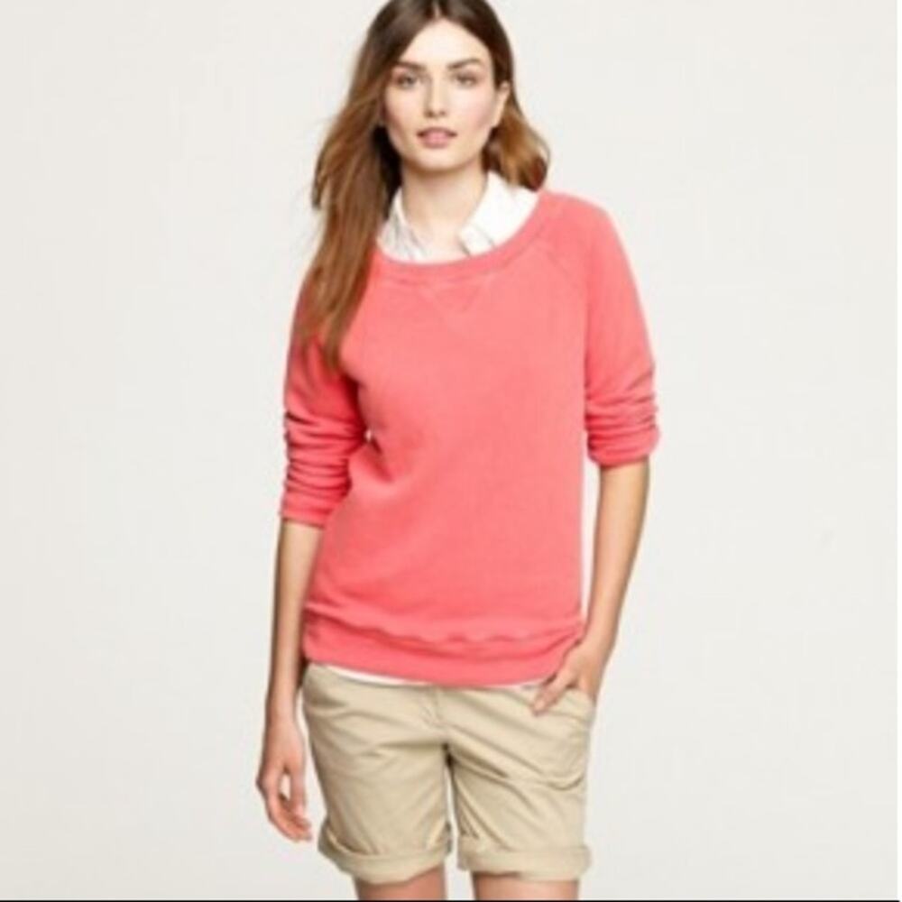 J Crew Sun-drenched Heavy French Terry Cloth Coral Sweatshirt